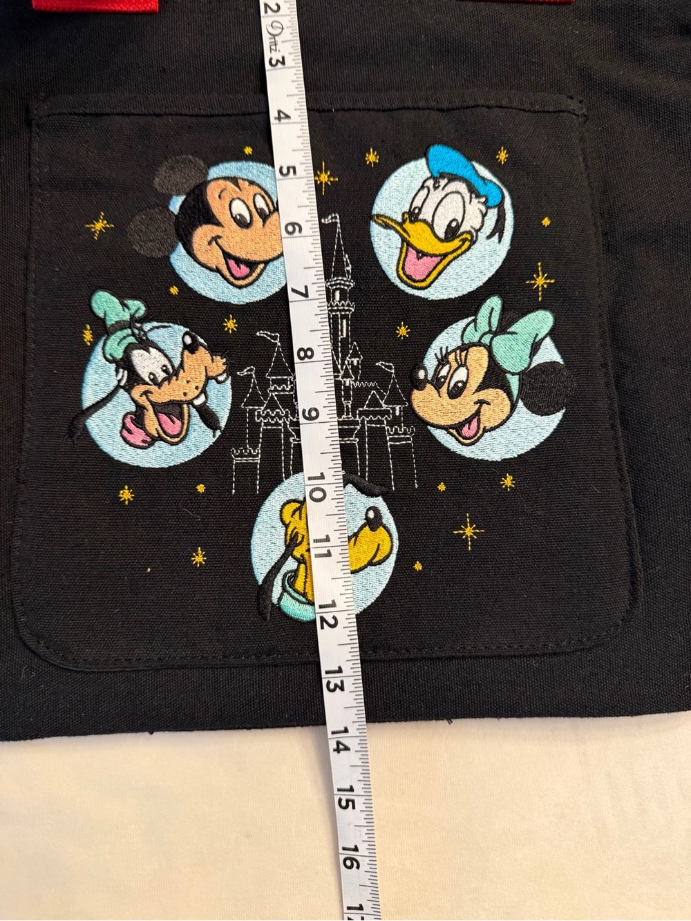 NWT! Disney Parks Black Embroidered Canvas Tote with Red Handles - Picture 8 of 10